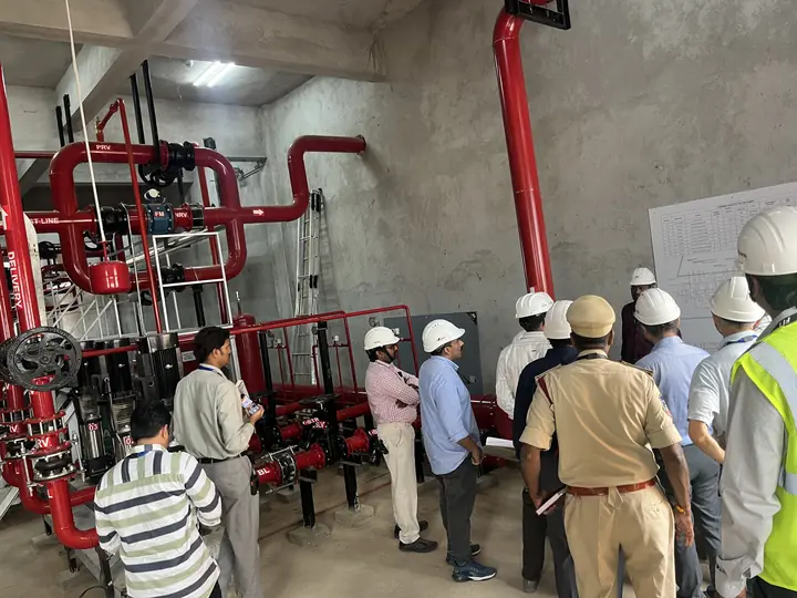 Yonah Engineering team on a fire pump room walk-through
